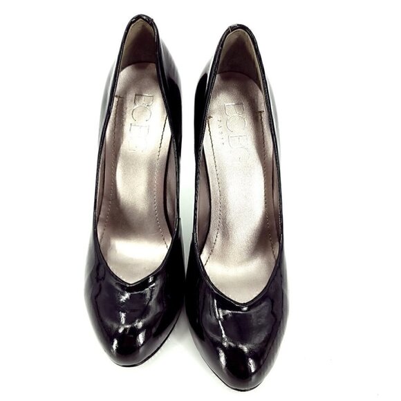 BCBG Paris Black Stilleto Women's 7 Slip On Glossy Shiny Pantented High Heels - Picture 4 of 8